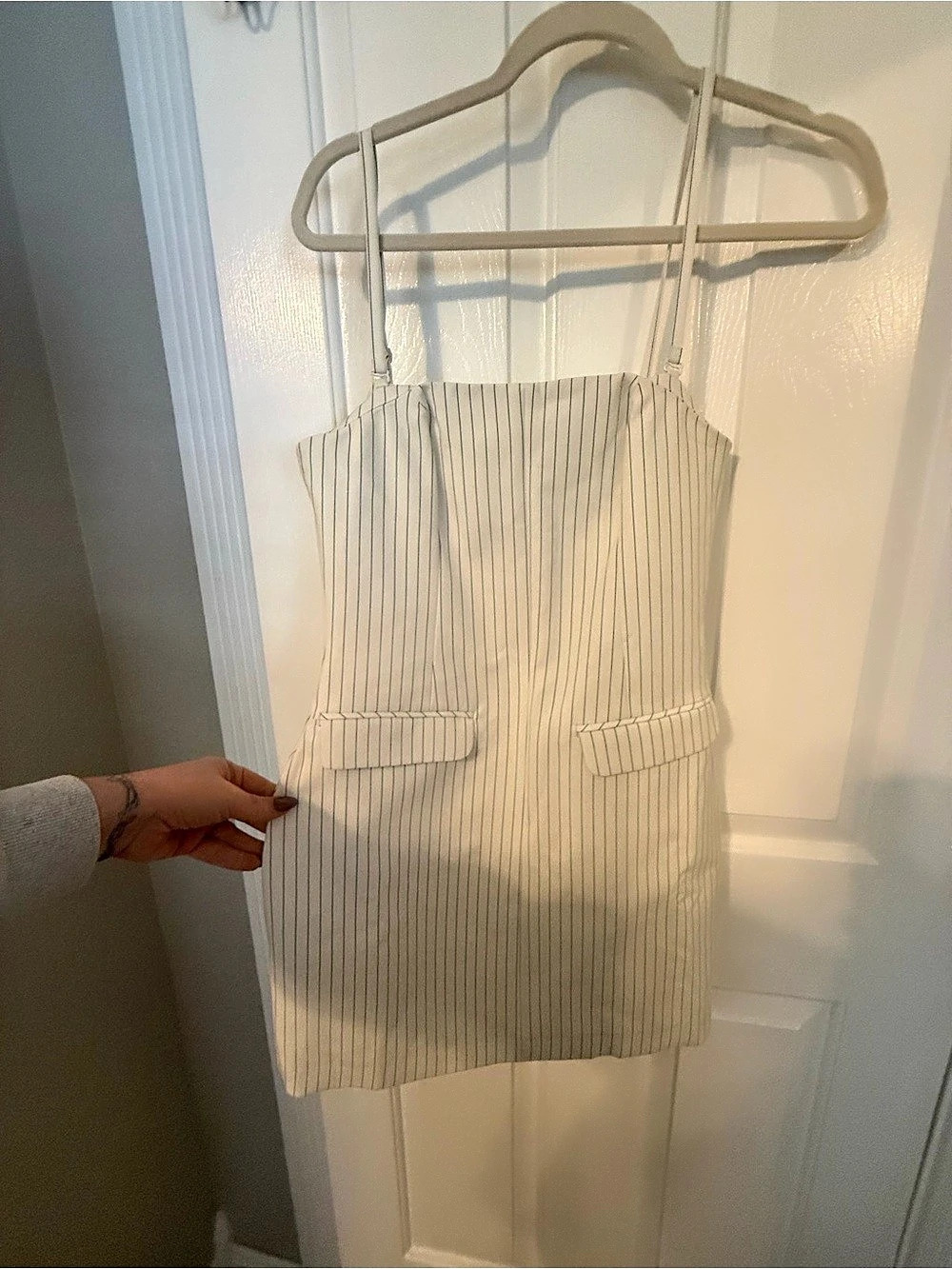 Nasty Gal Striped Mini Dress in White & Black Size Medium